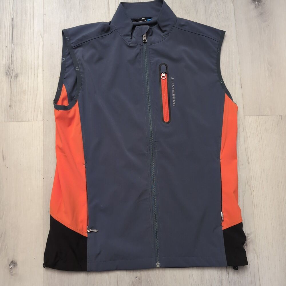 J Lindeberg Vest Mens Medium Gray Full Zip Jlindeberg Vest